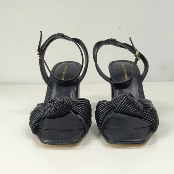 TOMMY HILFIGER Knot Block Sandals Black Size 10 - Picture 5 of 12